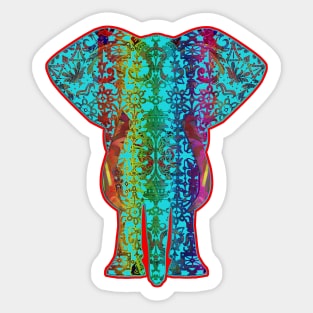 Rainbow Blue Elephant On Red V.2 Sticker